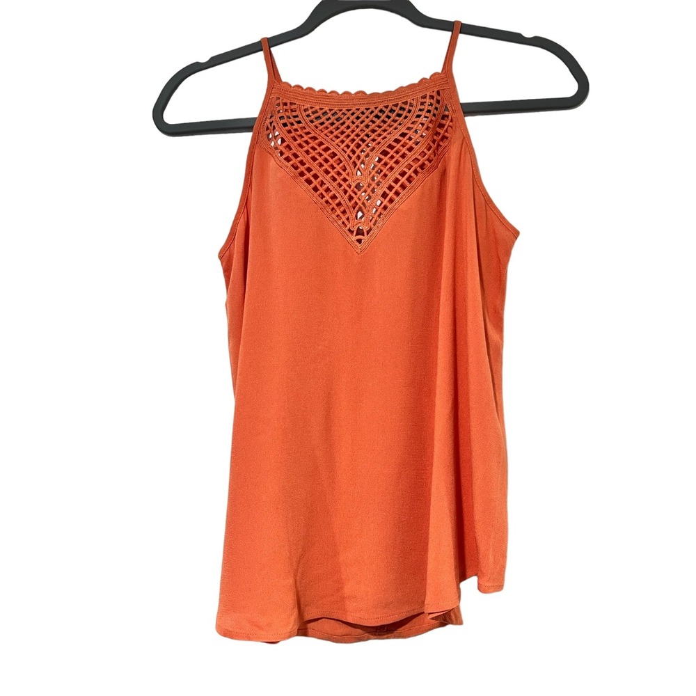 Mauby Orange Halter Crochet Top Size Small